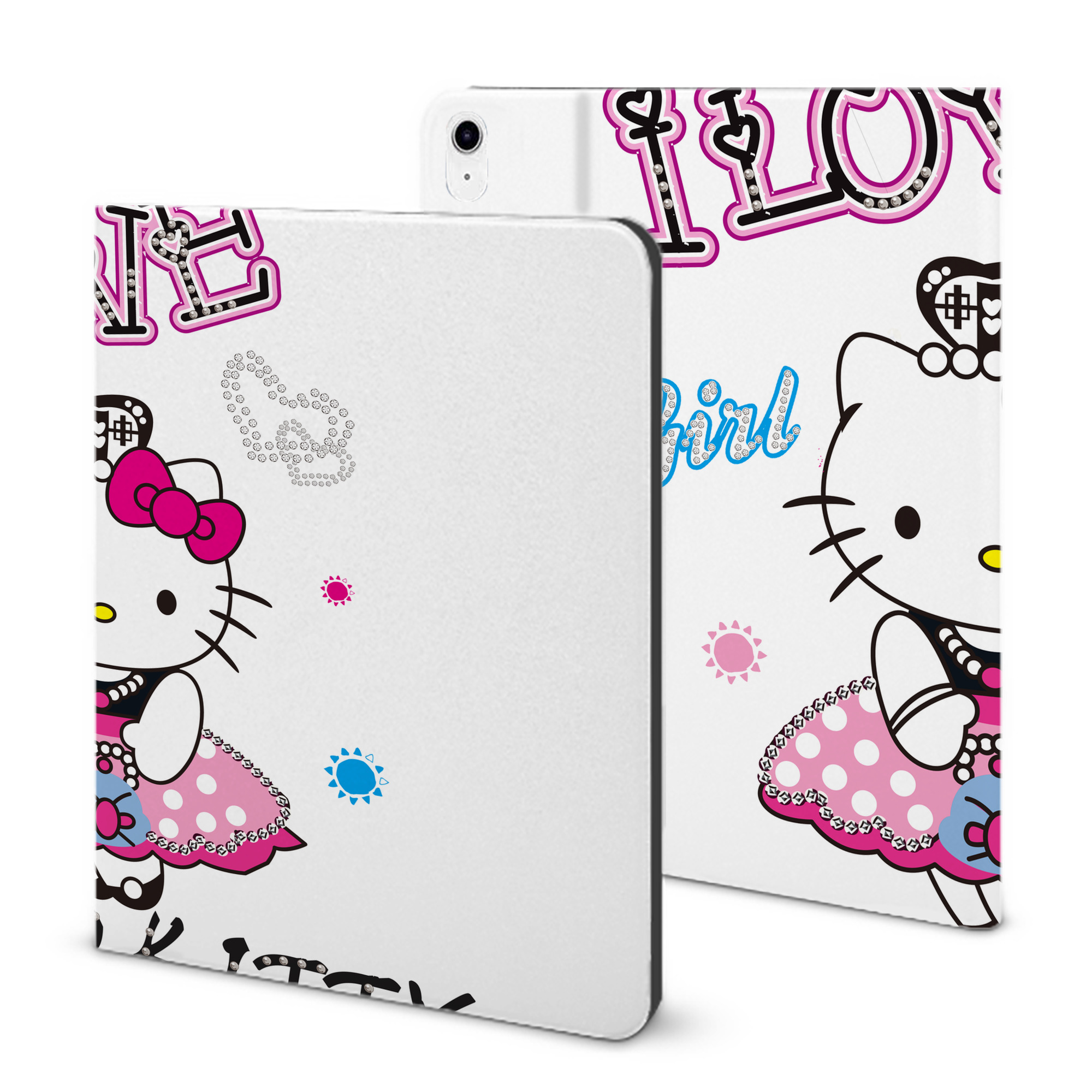 （画像用） Hello Kitty ハローキティ IPad ケース ブック型 PUレザー TPU 耐衝撃 軽量 薄型 ペン収納なし 全面保護 IPad 各モデル対応